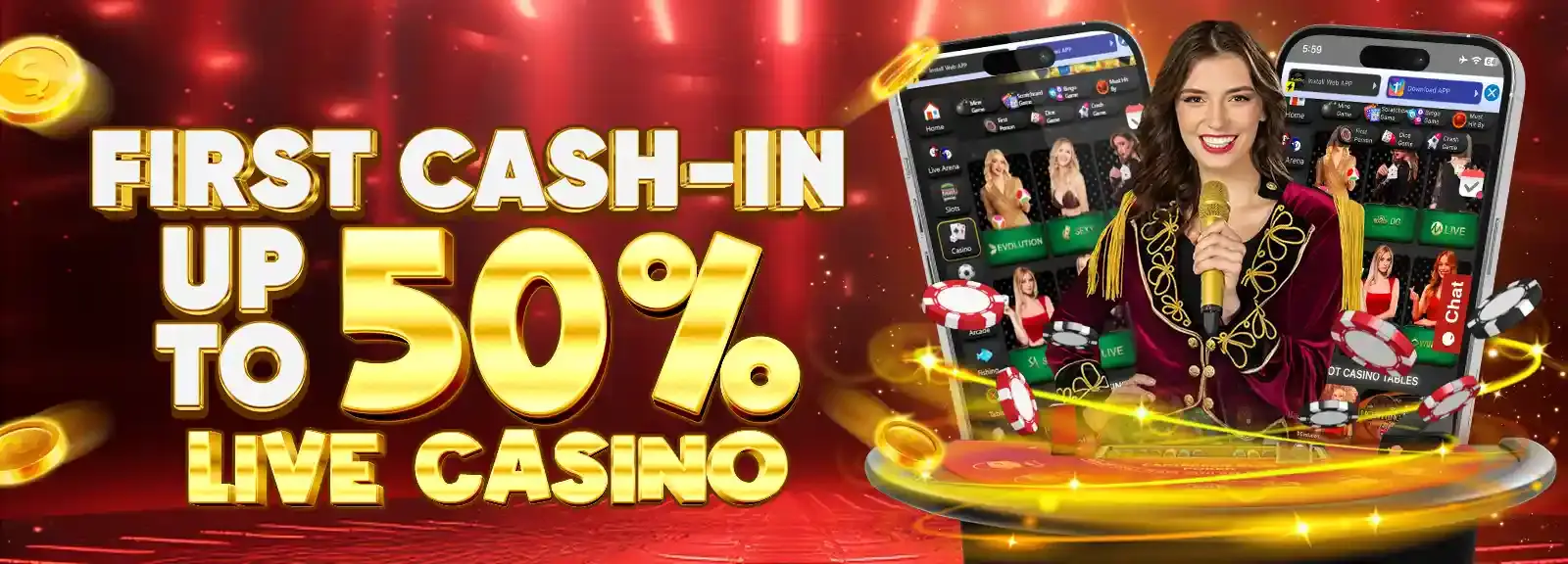 Live Casino First Deposit 50%